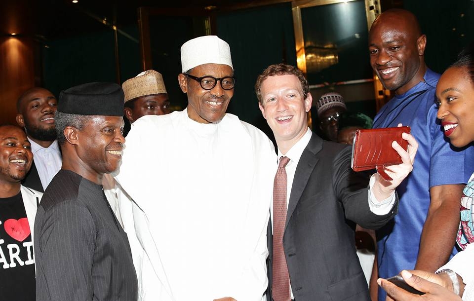 ImageFile: Hausa language, Mark Zuckerberg, the founder of the social media platform.Mark Zuckerberg with President Buhari and others