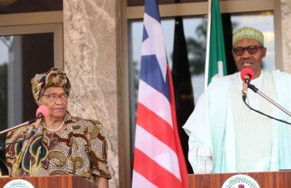 Buhari, Sirleaf in closed door meeting