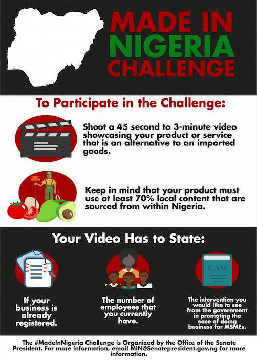 ImageFile: Senate President, Bukola Saraki announces #MadeInNigeria Challenge