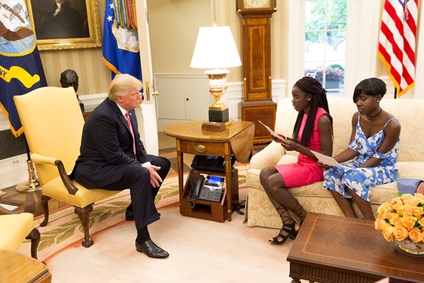Photos: Emotions as Chibok schoolgirls read letter to Trump, encourage him to keep America safe