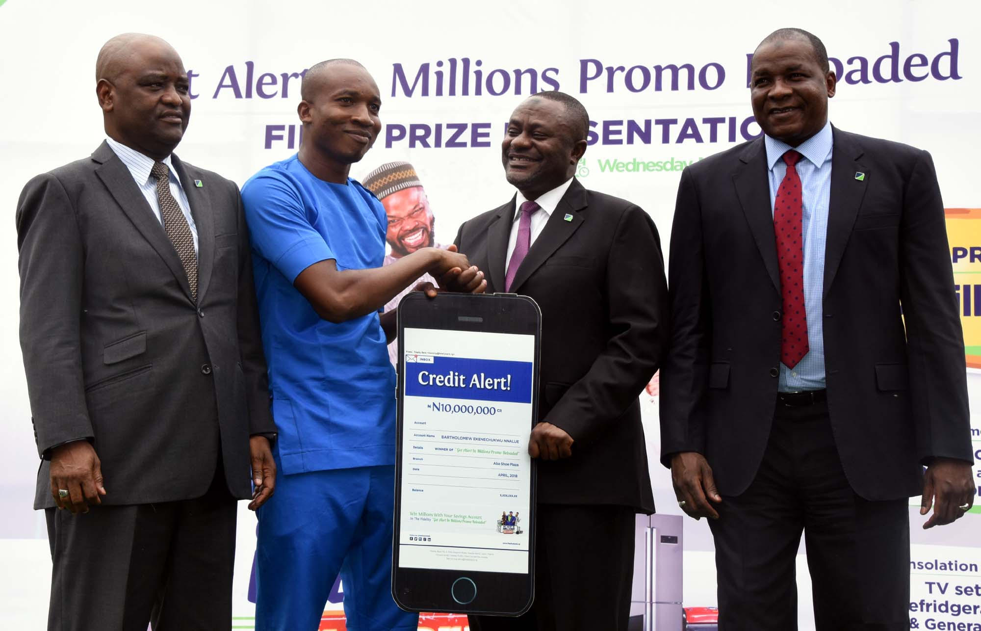 [Photo] Fidelity Bank’s Get Alert in Millions Promo Reloaded final prize presentation in Abuja