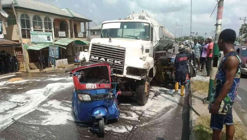 Petrol tanker collides with tricycles in Yenagoa