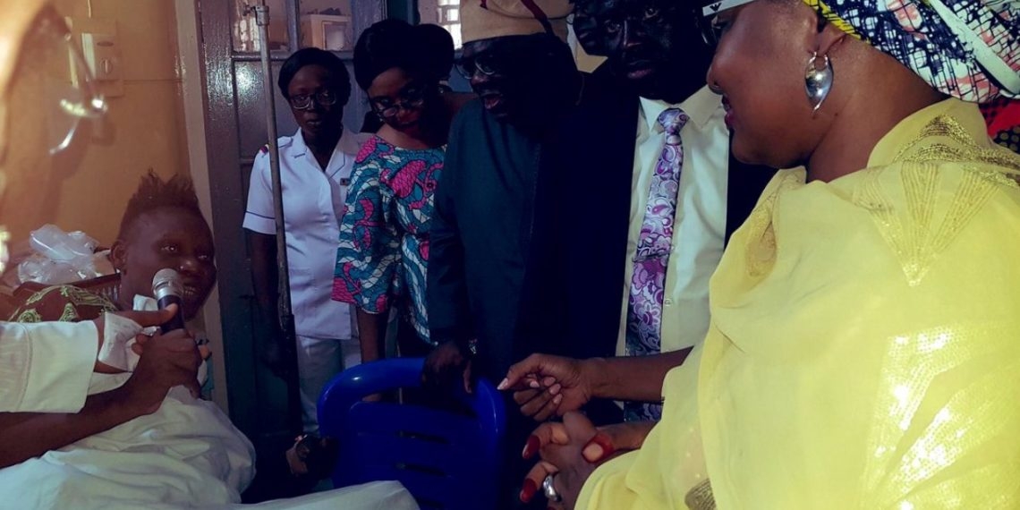 Buhari's wife visits victims of Lagos building collapse in hospital