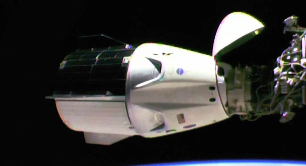 SpaceX Crew Dragon docks to station’s international docking adapter which is attached to the forward end of the Harmony module. Credit: NASA TV