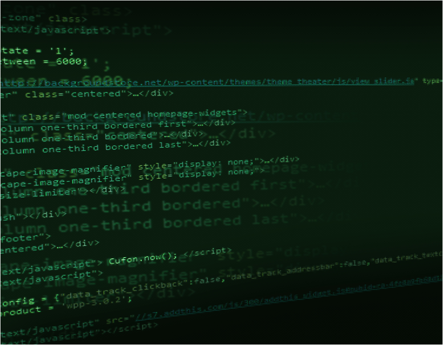 HTML computer code on a green background