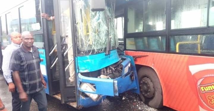 Six injured as two BRT buses collide in Ikorodu