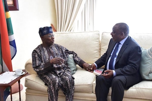 Xenophobia: Obasanjo parleys Ramaphosa in South Africa [Photos]