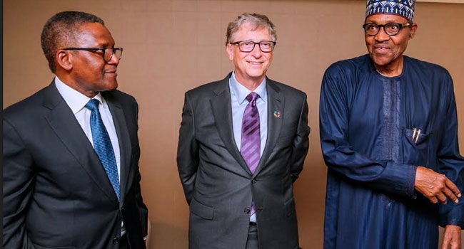 Buhari meets, applauds Bill Gates, Dangote for service to humanity in Nigeria