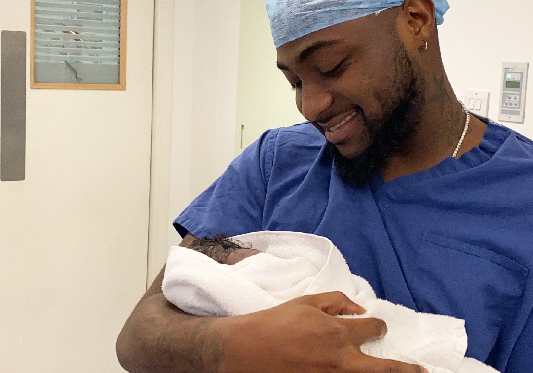 Breaking: Davido shares first photo of son after Chioma's delivery, reveals son's name