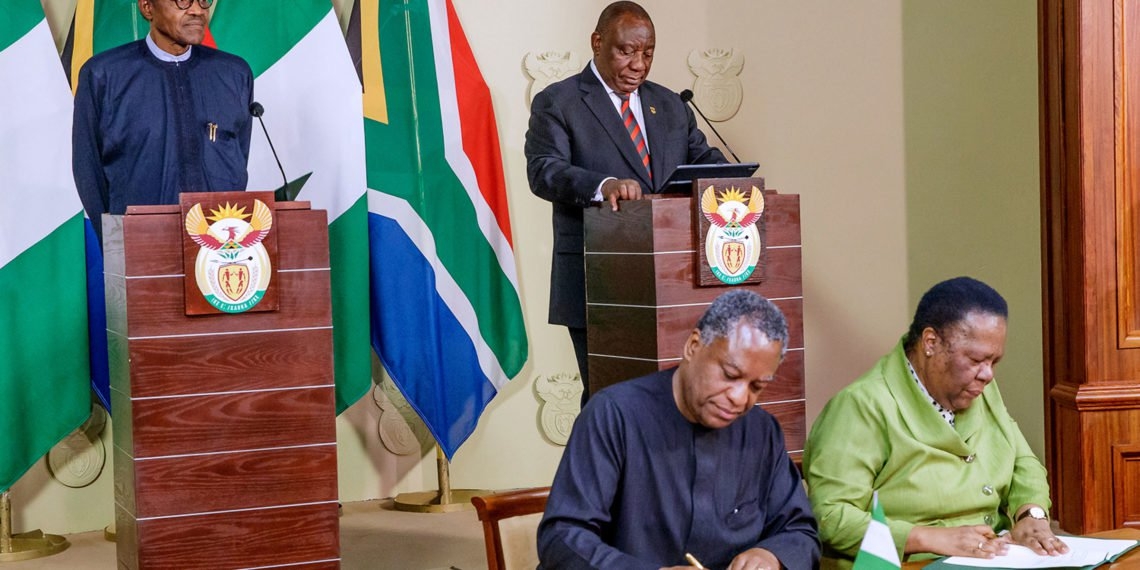 Xenophobia: Buhari, Ramaphosa sign 32 bilateral agreements, MoUs