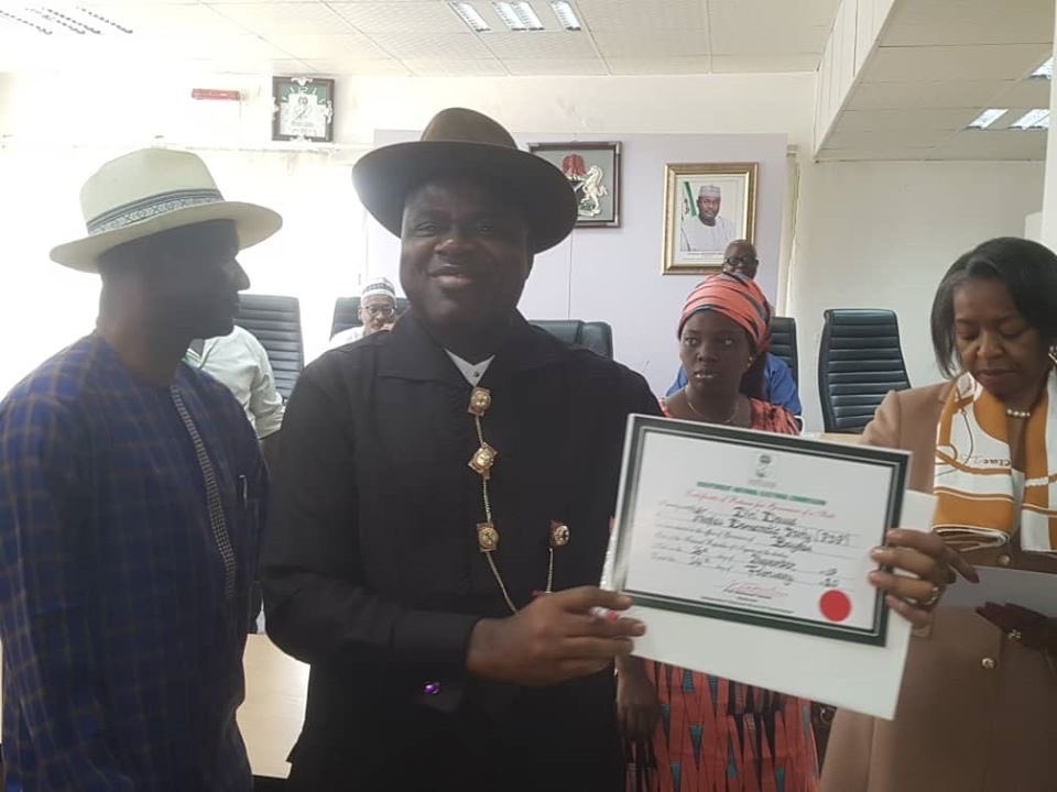 Breaking: INEC presents certificate of return to Bayelsa Governor-elect