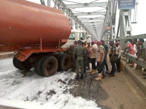 The tanker which crashed on Niger Bridge on Wednesday
