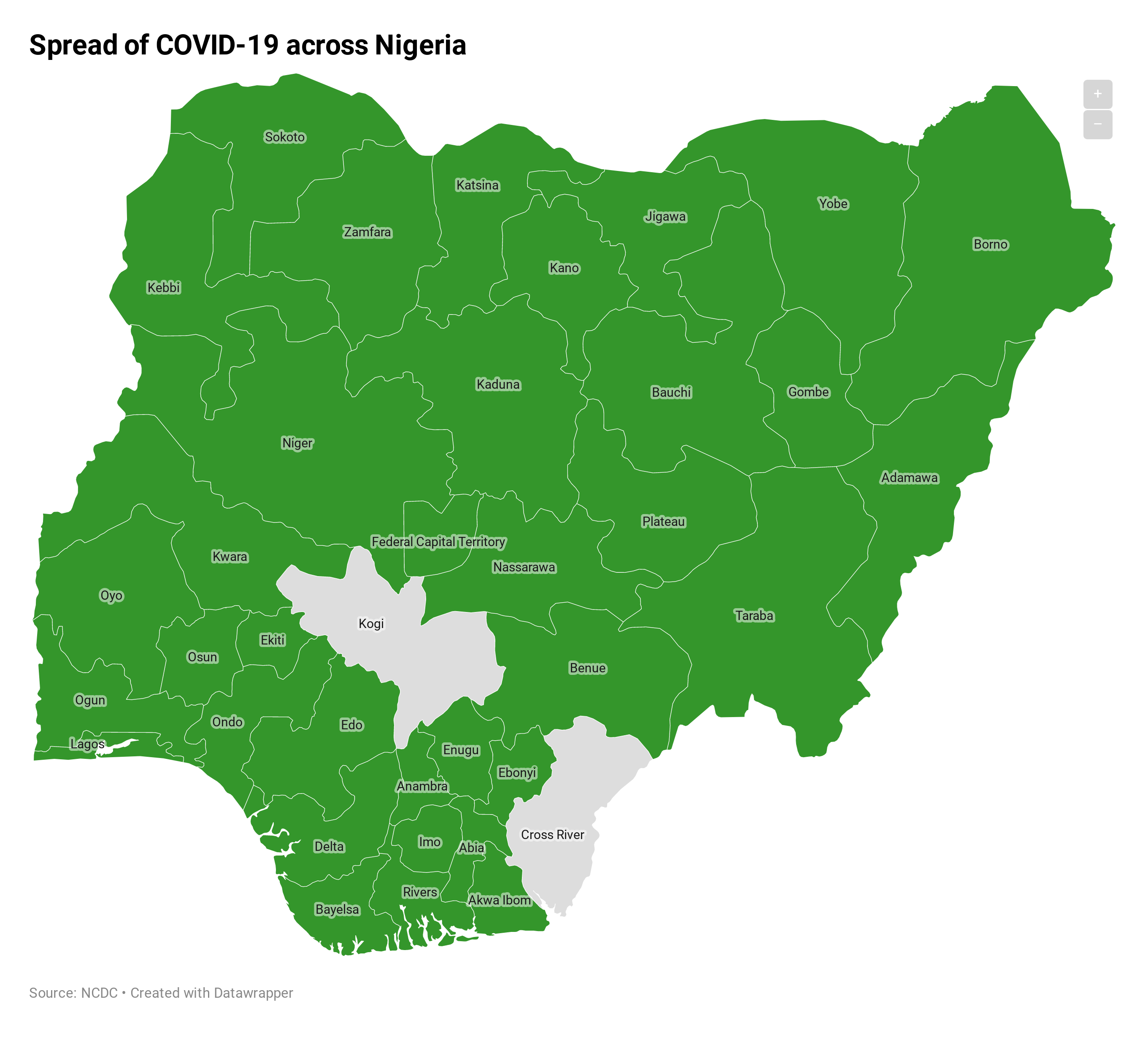 Spread of COVID-19 across Nigeria
