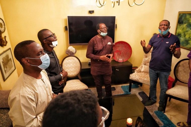 Photo: Sanwo-Olu visits Pastor Ighodalo over wife's death