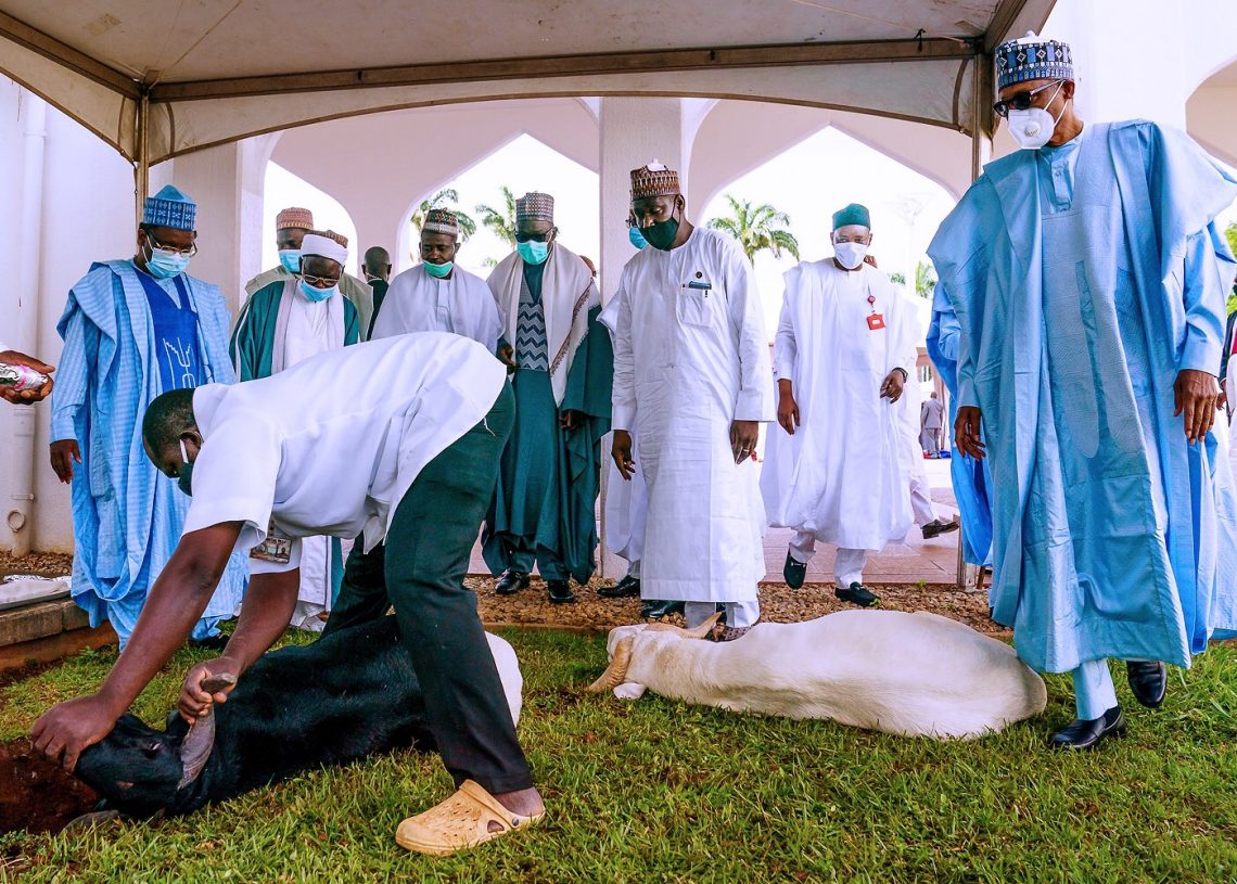 Photo News: Buhari observes Eid-el-Kabir prayer with family at home