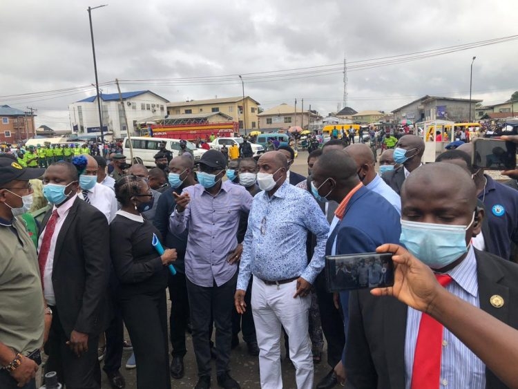 JUST IN: Sanwo-Olu, Amaechi visit scene of train, vehicles collision in Lagos [Photo]
