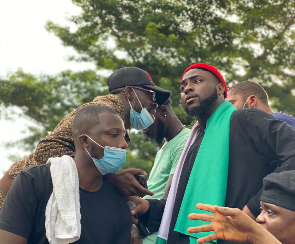 Chaos in Abuja as Davido leads #EndSARSProtest to police headquarters