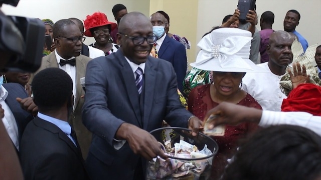 Edo poll: Ize-Iyamu returns to church, holds special thanksgiving for 'successful election' [Photo]
