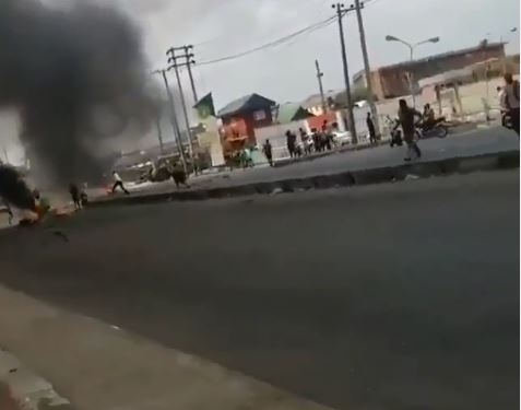 BREAKING: Teargas, stones rent the air as okada riders clash with Lagos Task Force officials [VIDEO]
