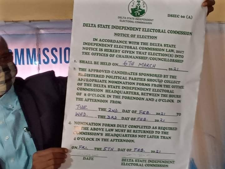 BREAKING: DSIEC announces date to hold council elections in Delta State