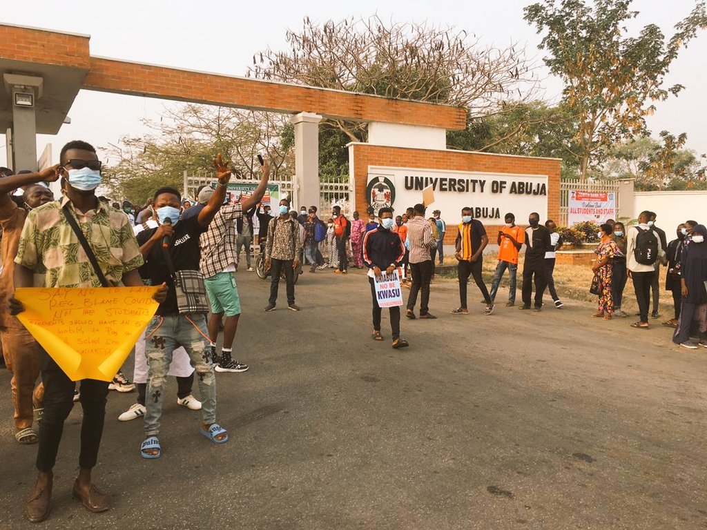 BREAKING: University of Abuja students storm streets in protest [PHOTOS]