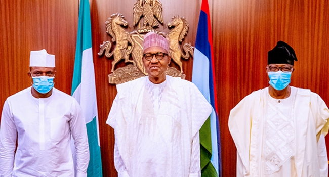 JUST IN: Buhari receives new APC members; Ex-Gov Daniel, Ex-Speaker Bankole [Photo]
