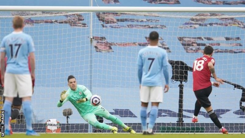 Bruno Fernandes' penalty after 101 seconds is the earliest goal Man City have conceded in a league match at Etihad Stadium