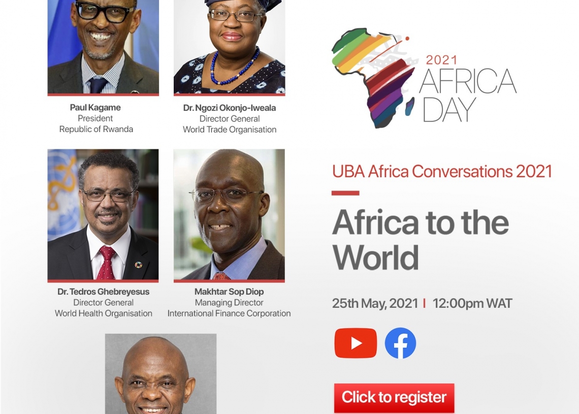 Kagame, Okonjo-Iweala, Ghebreyesus, Elumelu, others for UBA Africa Conversations 2021