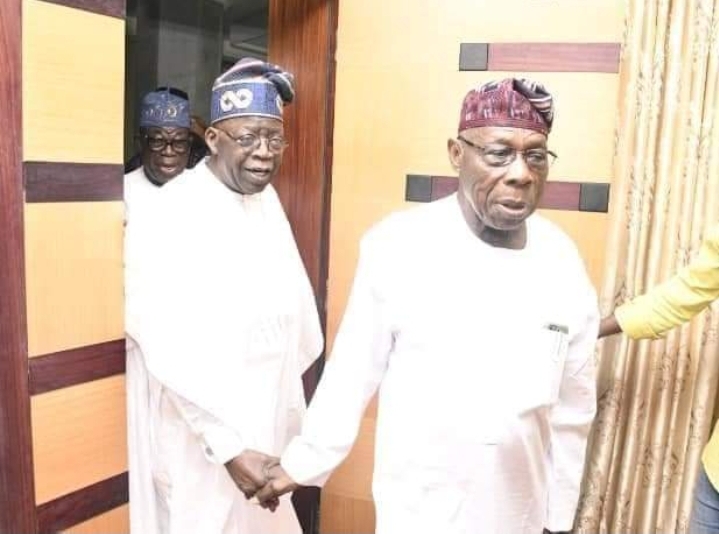 Tinubu meets Obasanjo, opens up on why he is in Ogun State