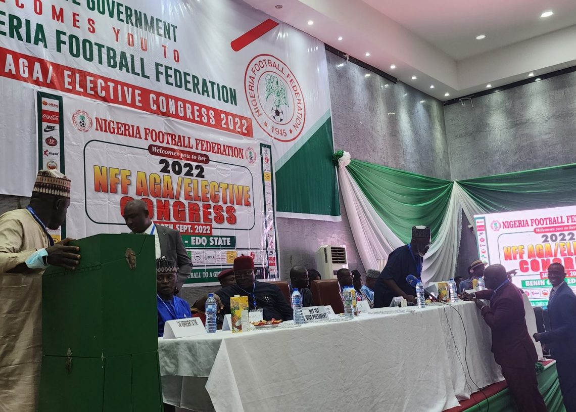 2022 NFF Annual General Assembly and Elective Congress hold in Benin, Edo State on Friday 30th September, 2022.   Source:Twitter/PoojaMedia