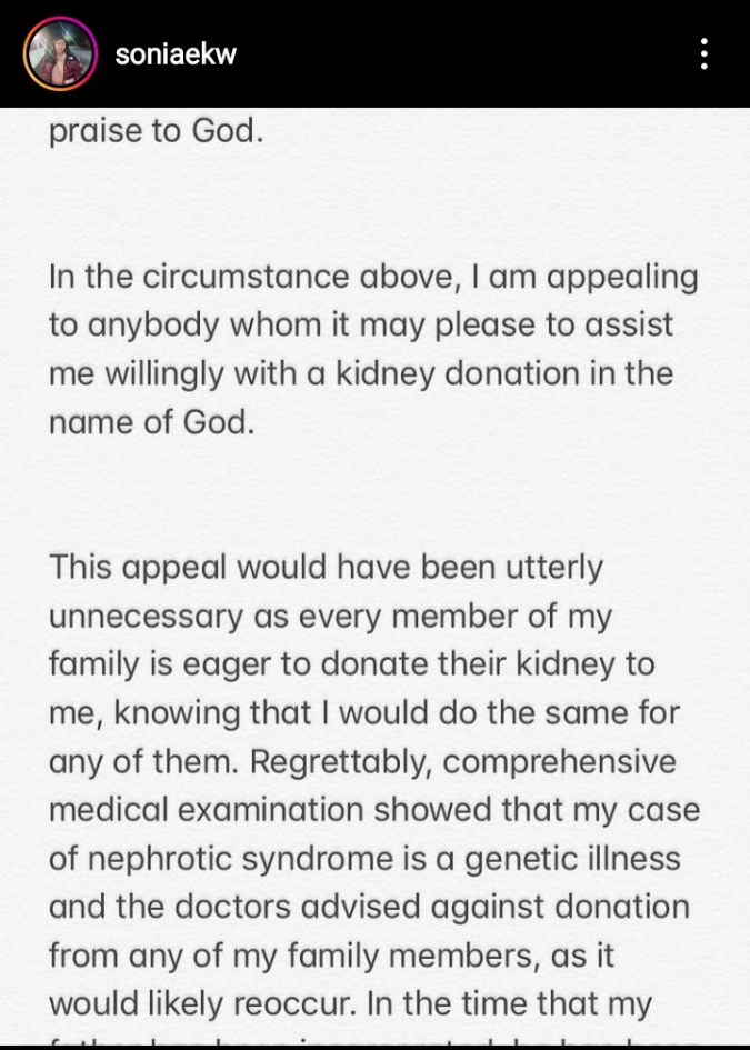 “Someone should donate a kidney for me in the name of God” – Ike Ekweremadu’s daughter pleads to Nigerians