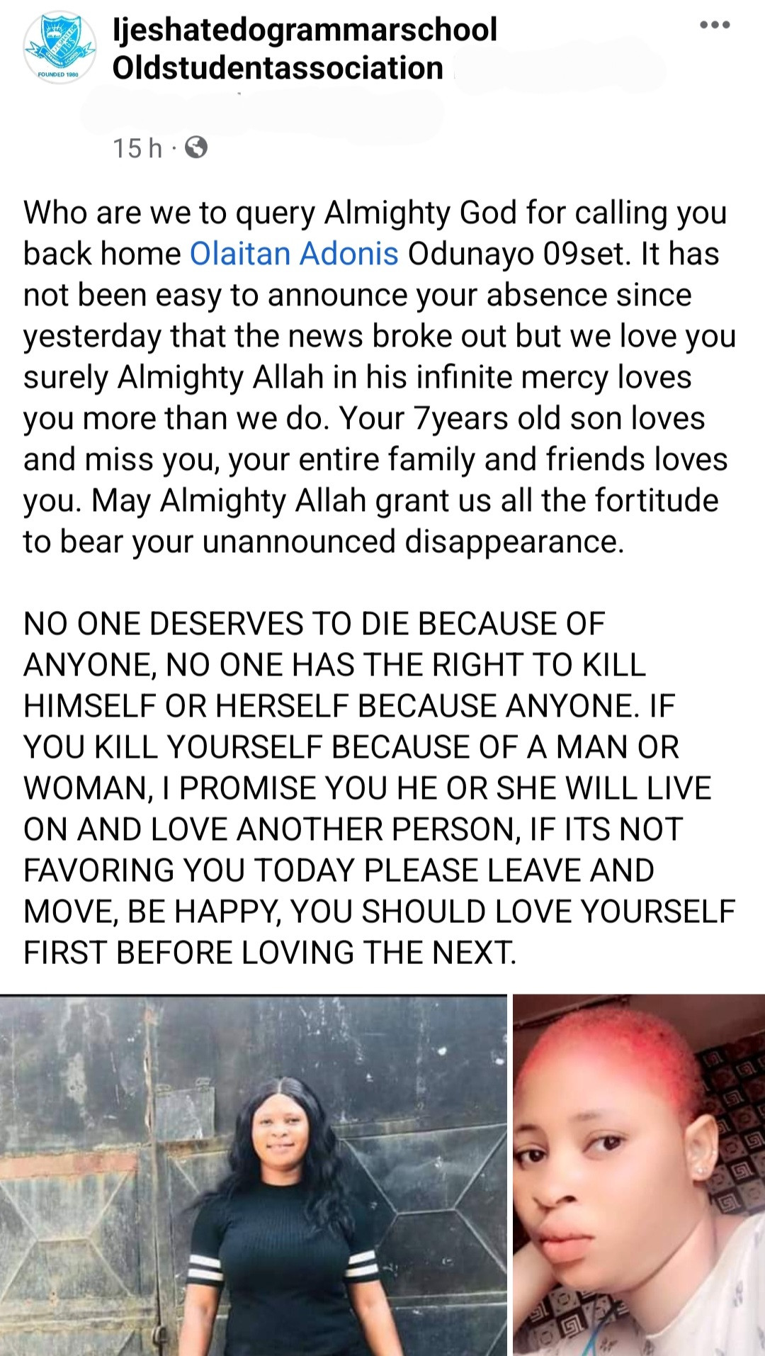 Nigerian lady commits suicide as her lover allegedly used her money to marry another woman