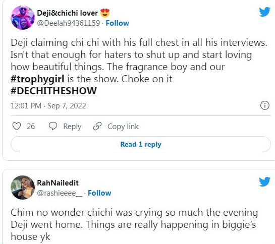 BBNaija: Deji reacts to viral video of him being intimate with Chichi