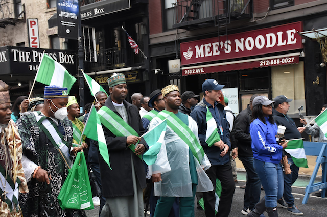 (Middle) The Consul-General of Nigeria in New York, Amb. Lot Egopija and the Permanent Representative of Nigeria to the United Nations, Amb. Tijjani Muhammad-Bande at the 2022 edition of Independence Day Parade on Saturday in New York