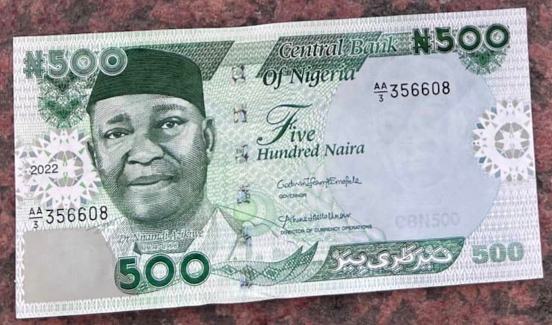 The new N500 banknote as released by CBN