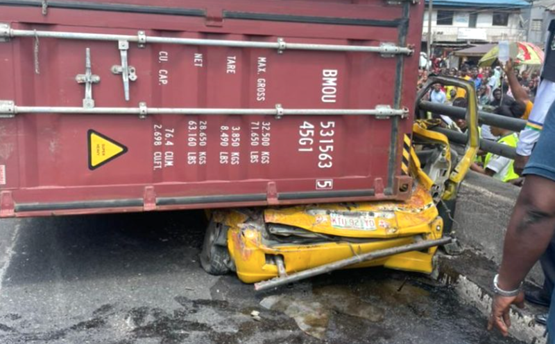 Nine passengers dead as container falls on bus in Lagos