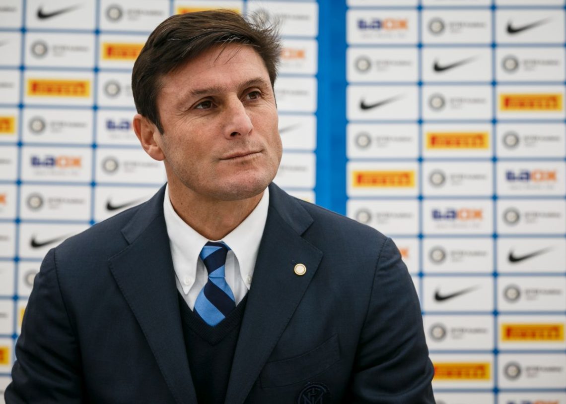 FUCHU, JAPAN - FEBRUARY 11:  Inter Vice President Javier Zanetti attends a press conference during the inauguration of Inter Academy Japan on February 11, 2017 in Fuchu, Japan.  (Photo by Christopher Jue/Getty Images for FC Internazionale)