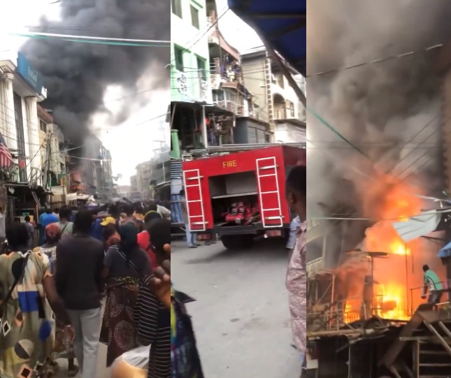 Video: Shops burnt as fire breaks out at Idumota market