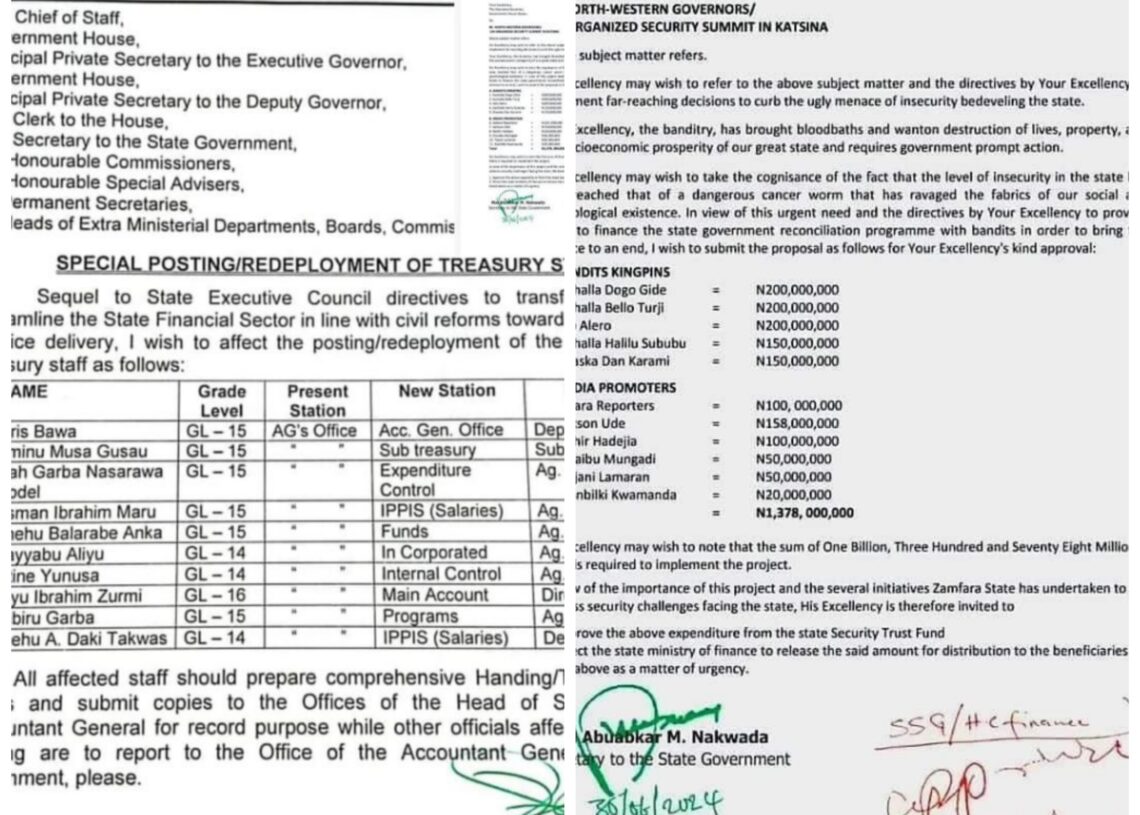 Leaked memo showing financing of terrorism, banditry